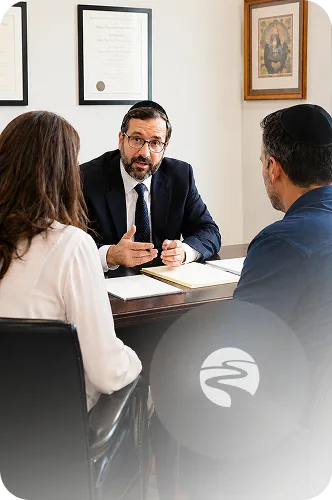 A mediator in conversation with a couple